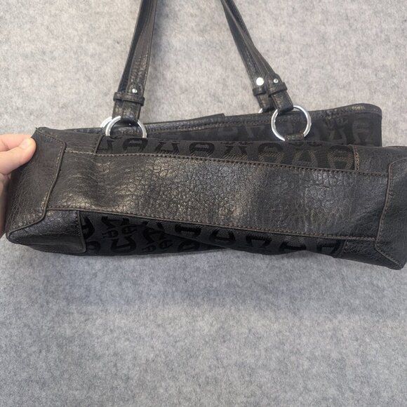 Etienne Aigner - Black Leather Canvas Handbag Totebag Purse - Picture 4 of 14